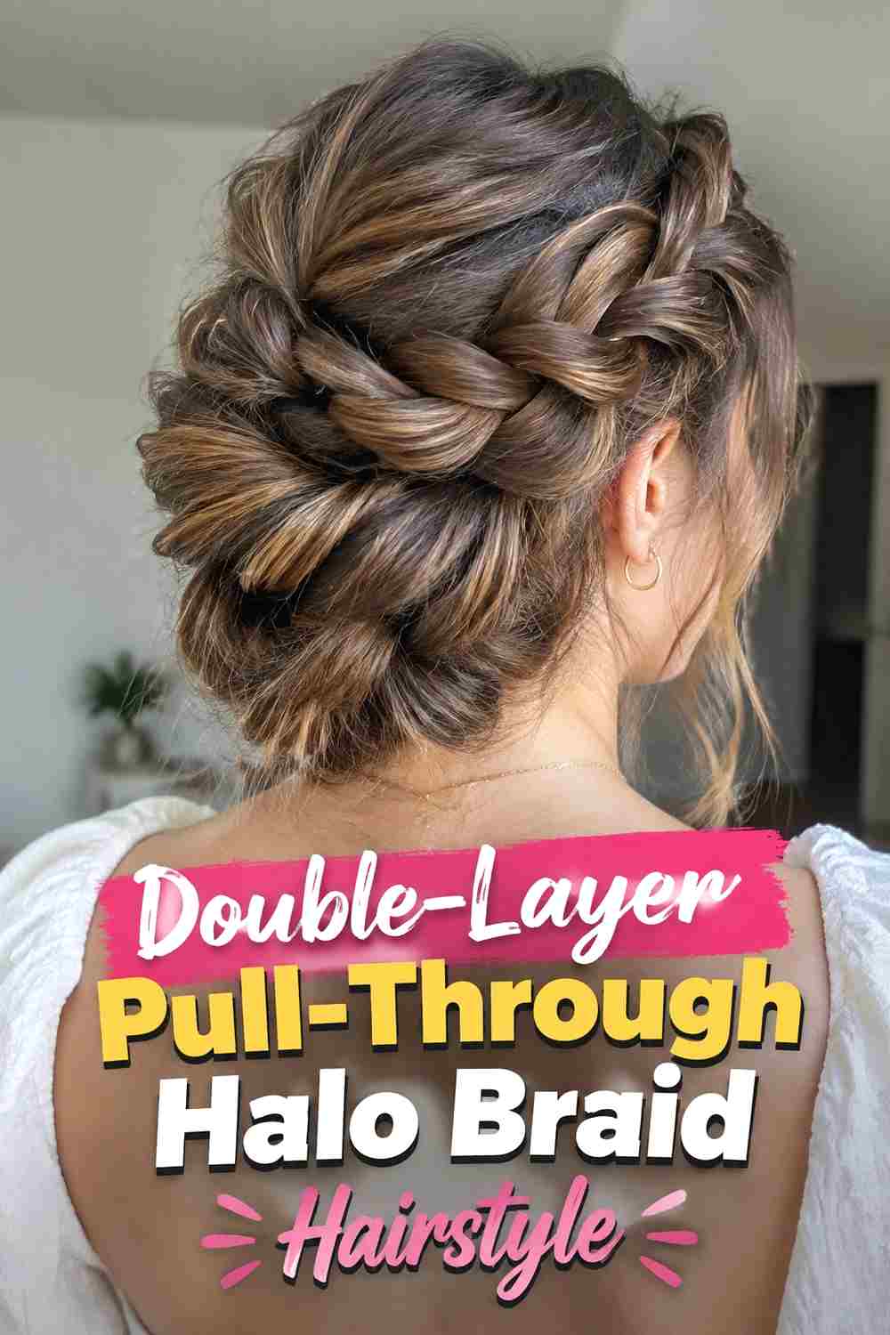 5. Double Layer Pull Through Halo Braid Hairstyle