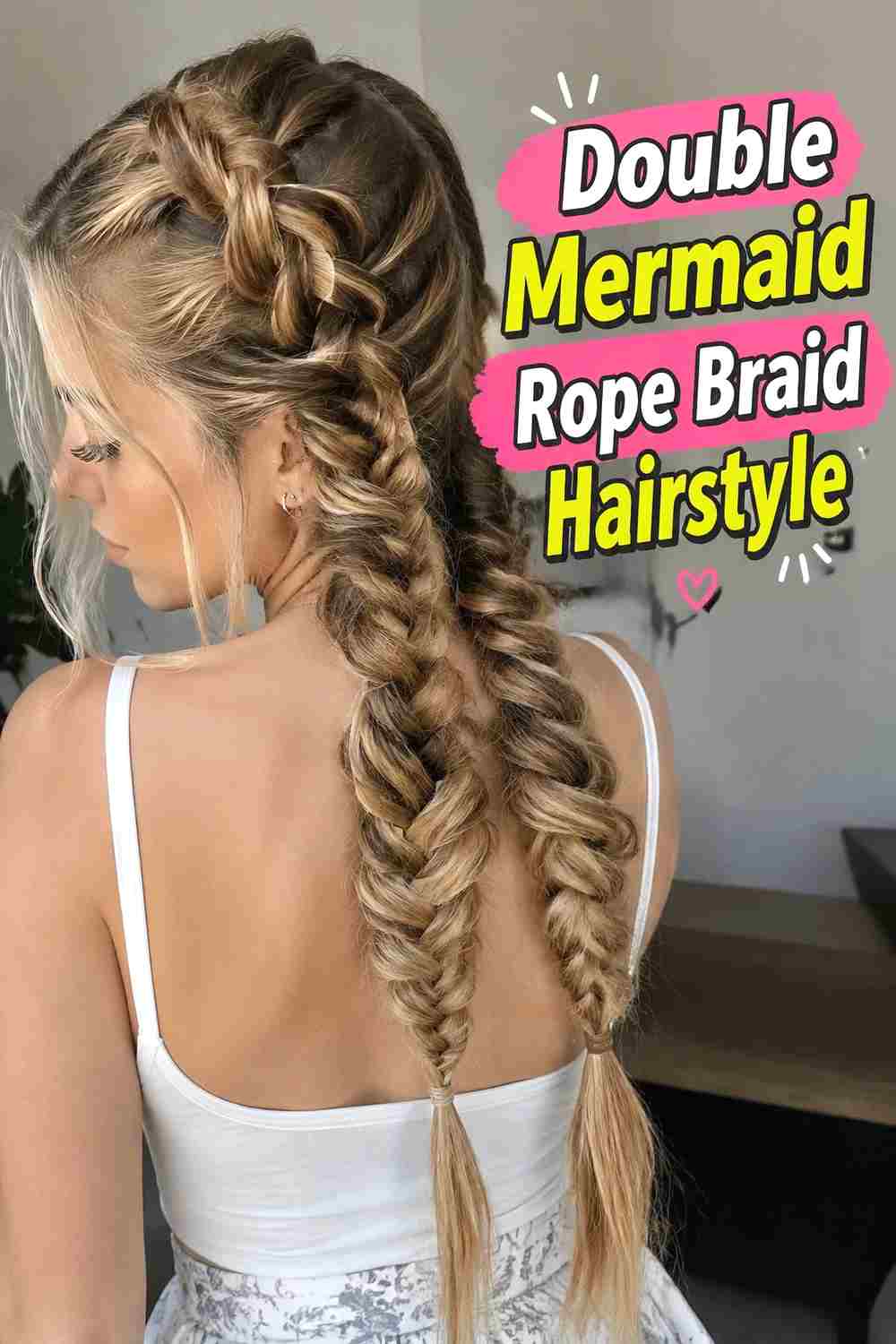 4. Double Mermaid Rope Braid Hairstyle