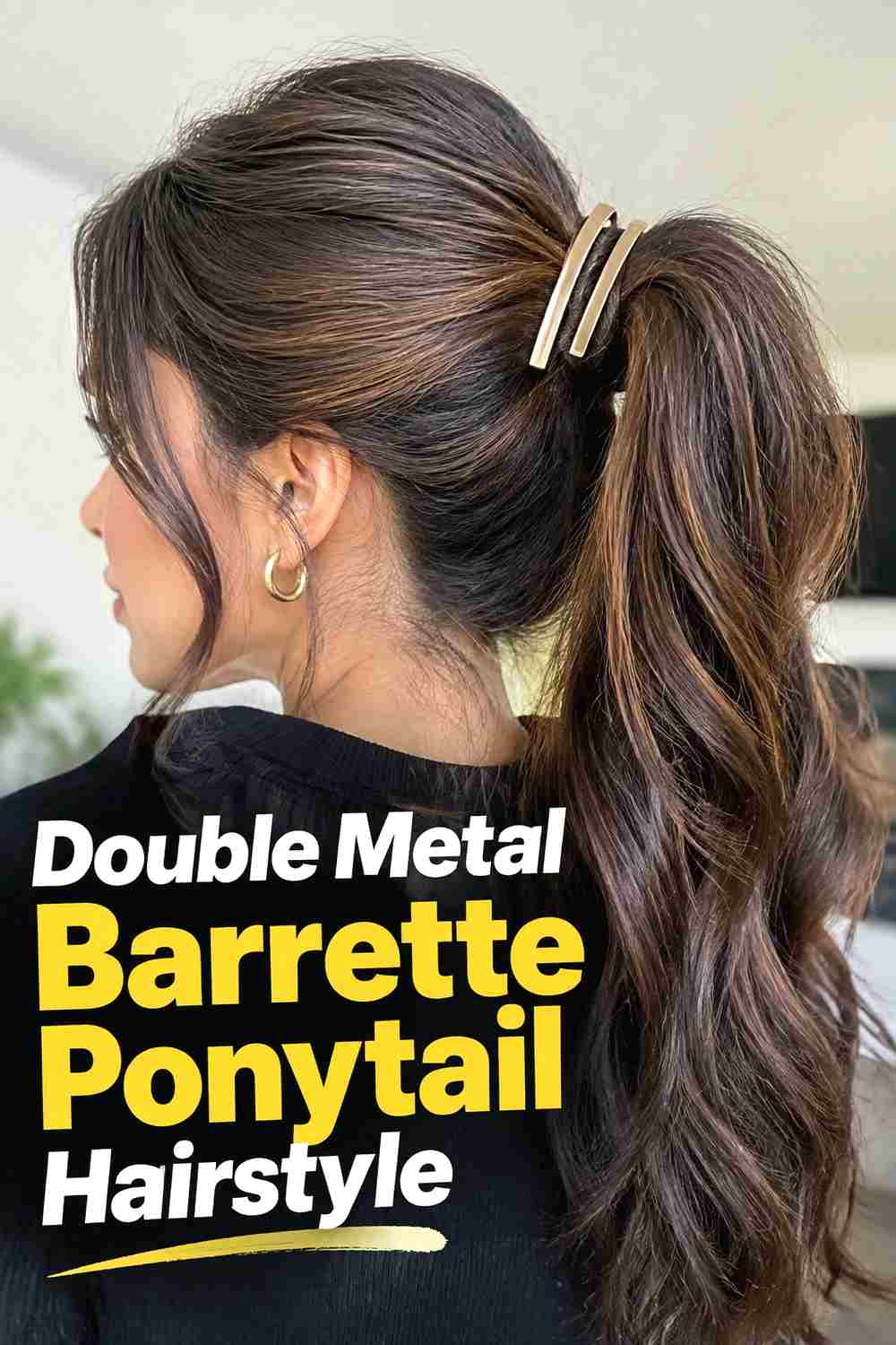 13. Double Metal Barrette Ponytail Hairstyle