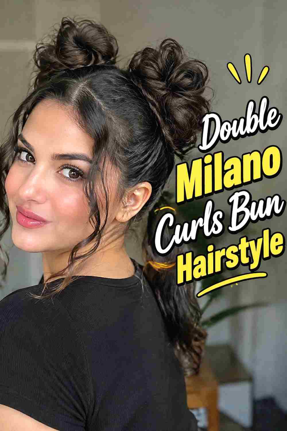 8. Double Milano Curls Bun Hairstyle