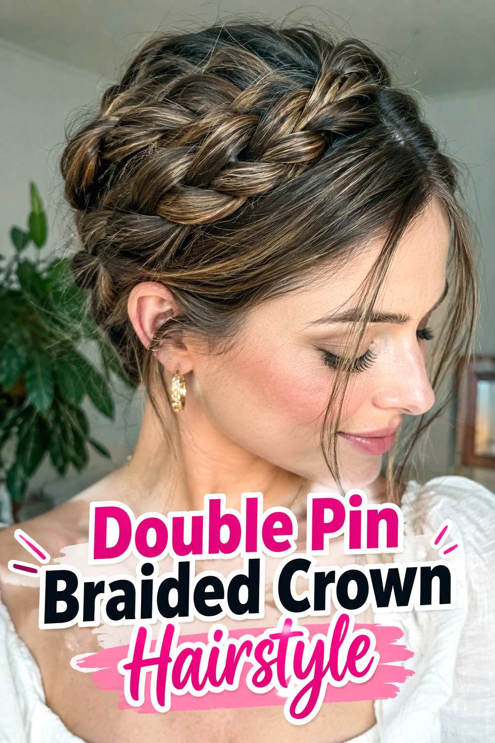 Double Pin Braided Crown Hairstyle