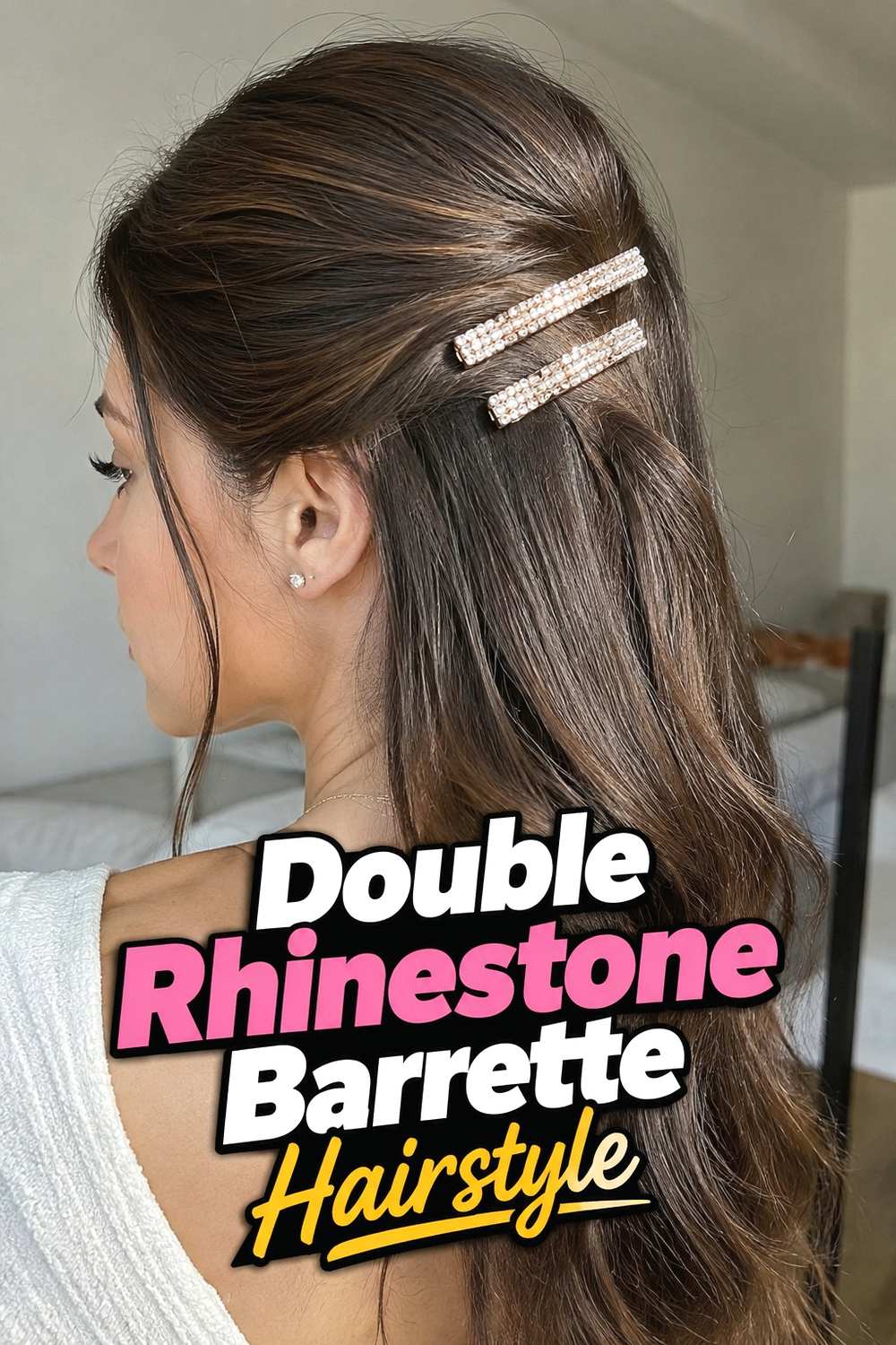 9. Double Rhinestone Barrette Hairstyle