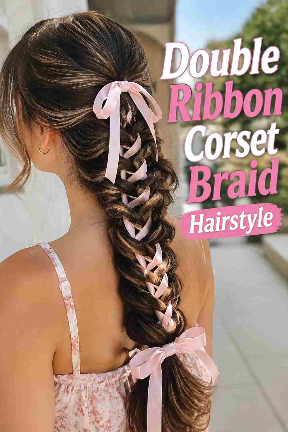 4. Double Ribbon Corset Braid Hairstyle