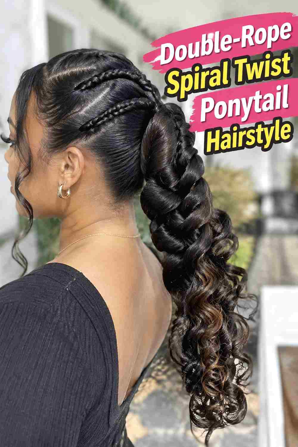 7. Double Rope Spiral Twist Ponytail Hairstyle