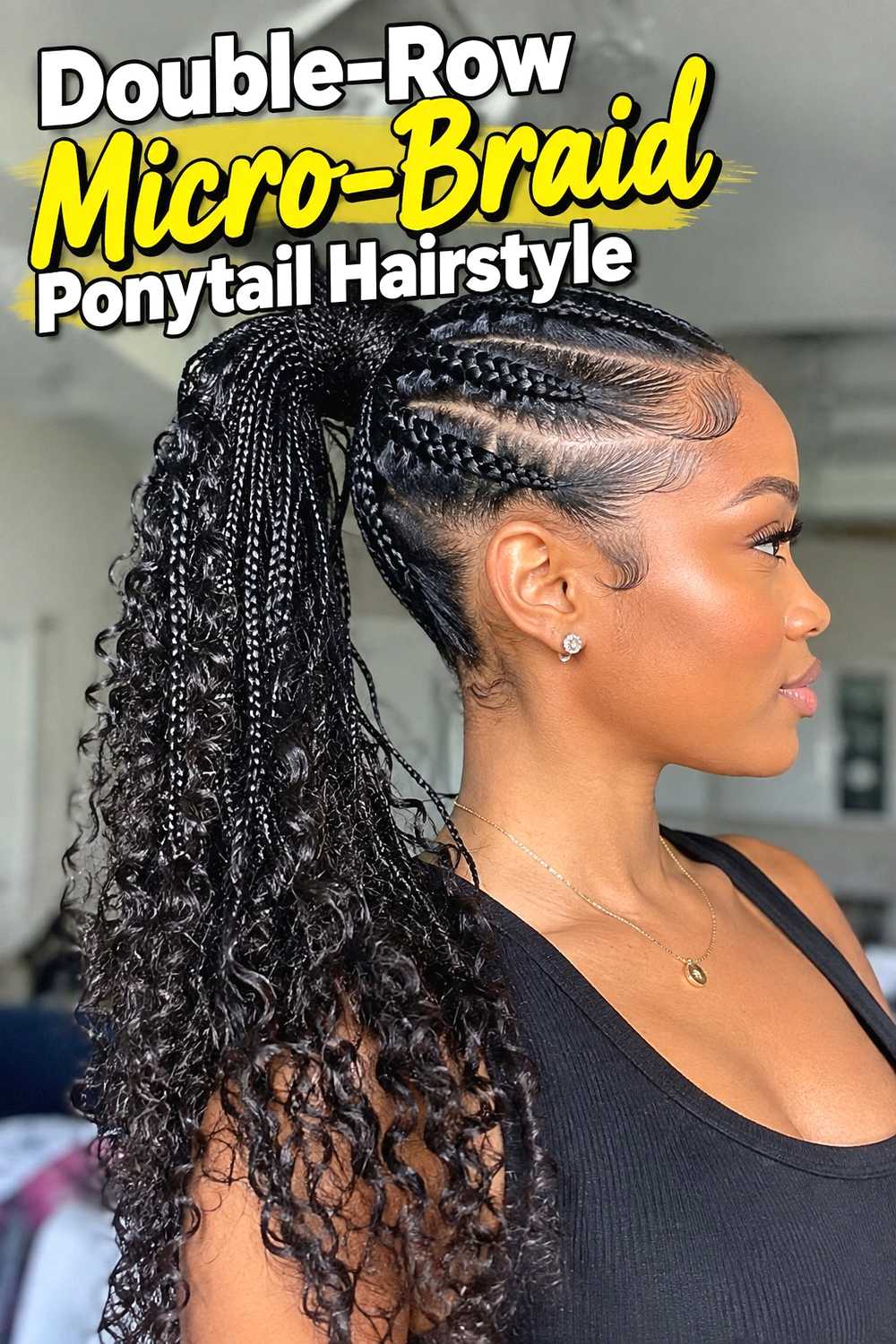 12. Double Row Micro Braid Ponytail Hairstyle