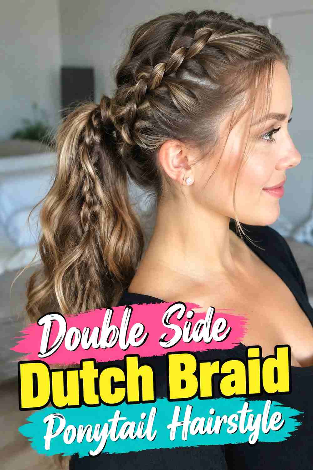 12. Double Side Dutch Braid Ponytail Hairstyle