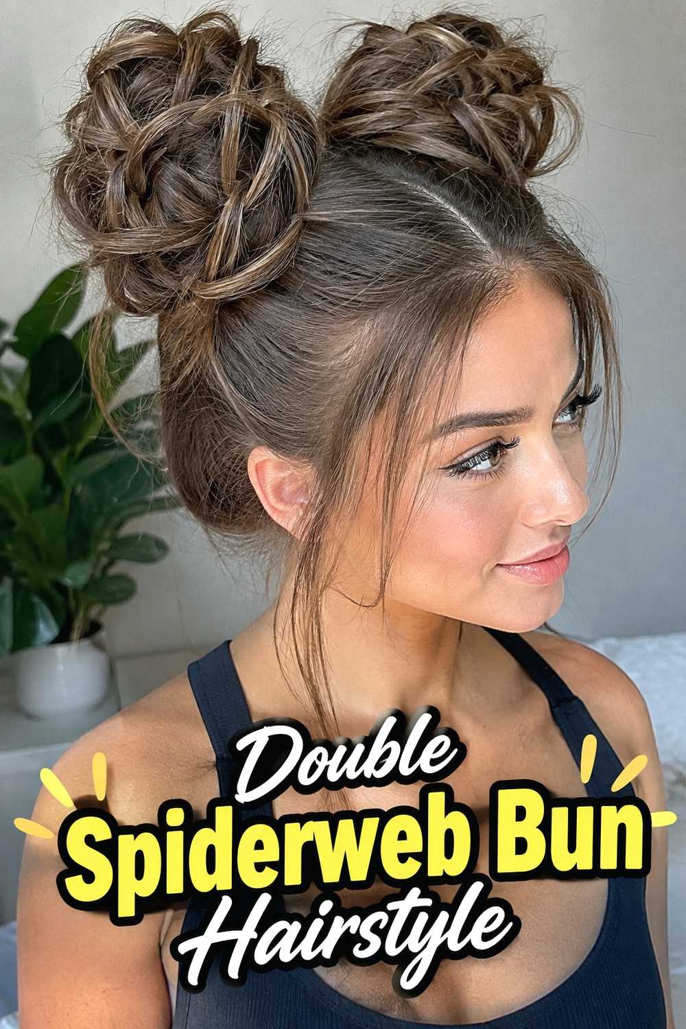 7. Double Spiderweb Bun Hairstyle