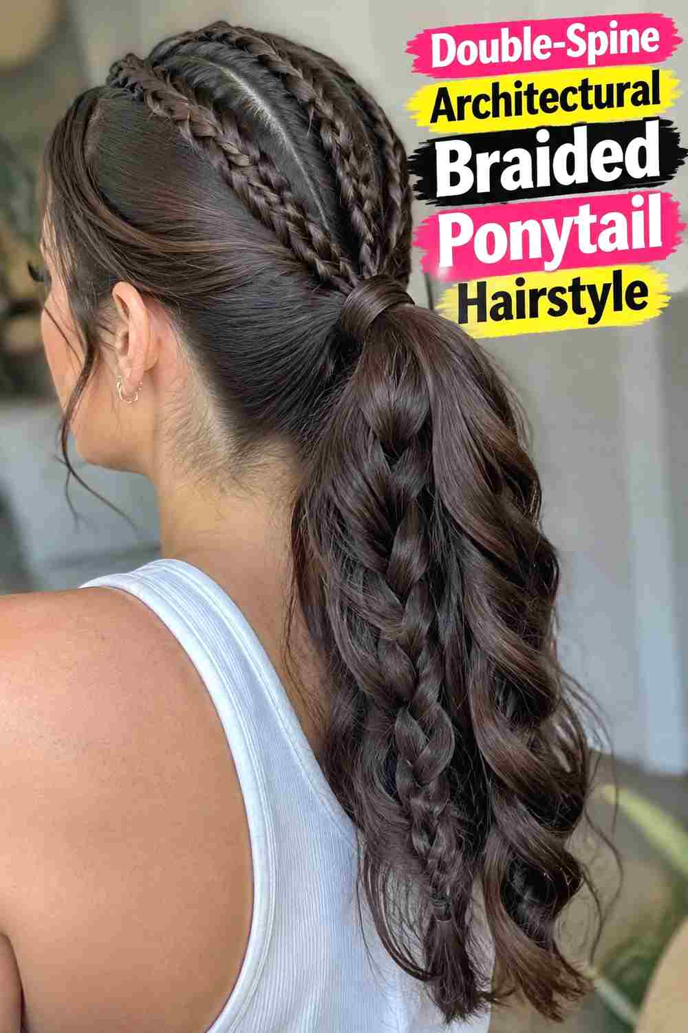5. Double Spine Architectural Braided Ponytail Hairstyle