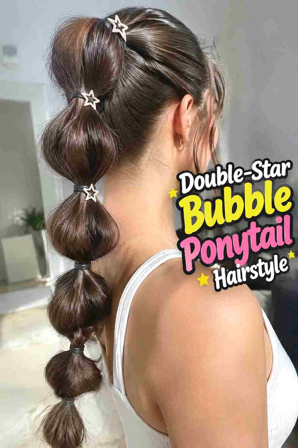 11. Double Star Bubble Ponytail Hairstyle