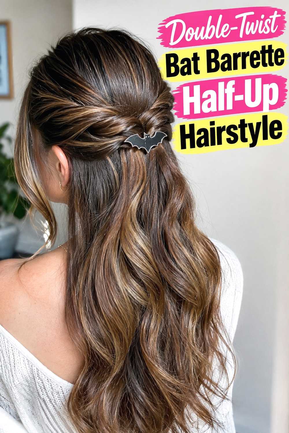 10. Double Twist Bat Barrette Half Up Hairstyle