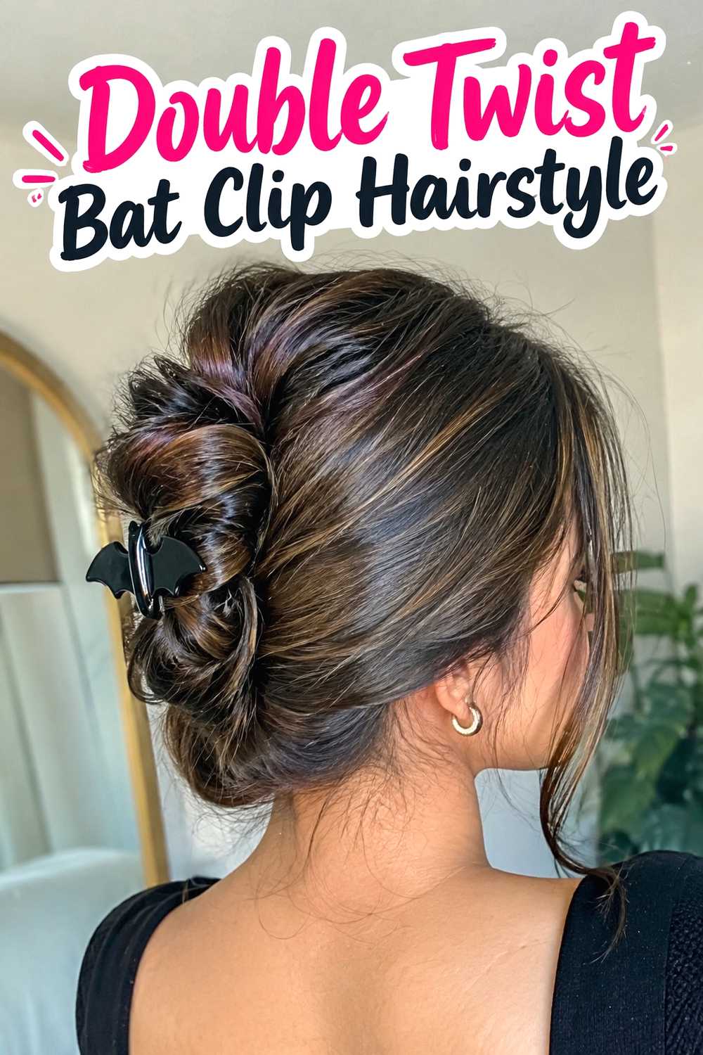 7. Double Twist Bat Clip Hairstyle