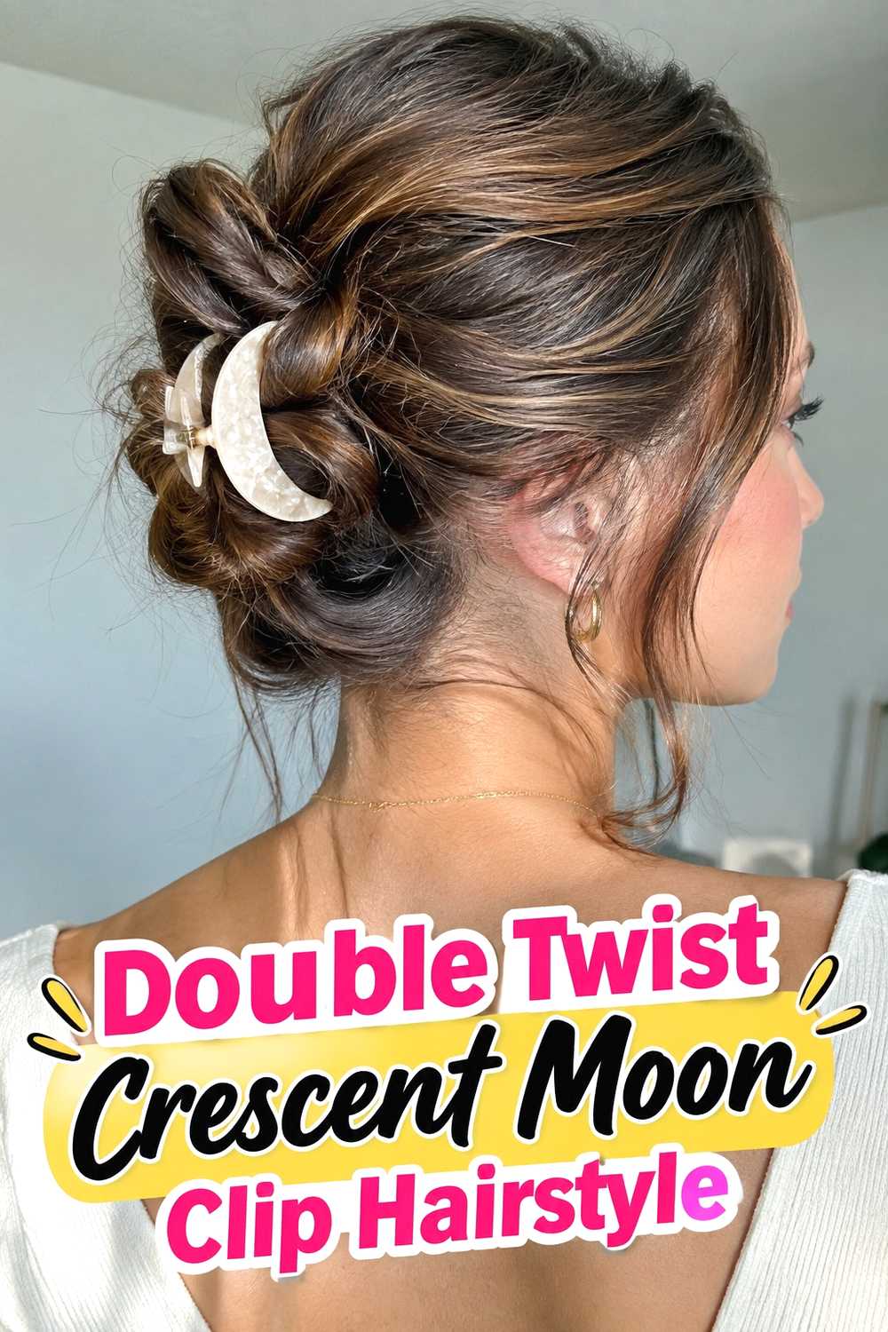 12. Double Twist Crescent Moon Clip Hairstyle