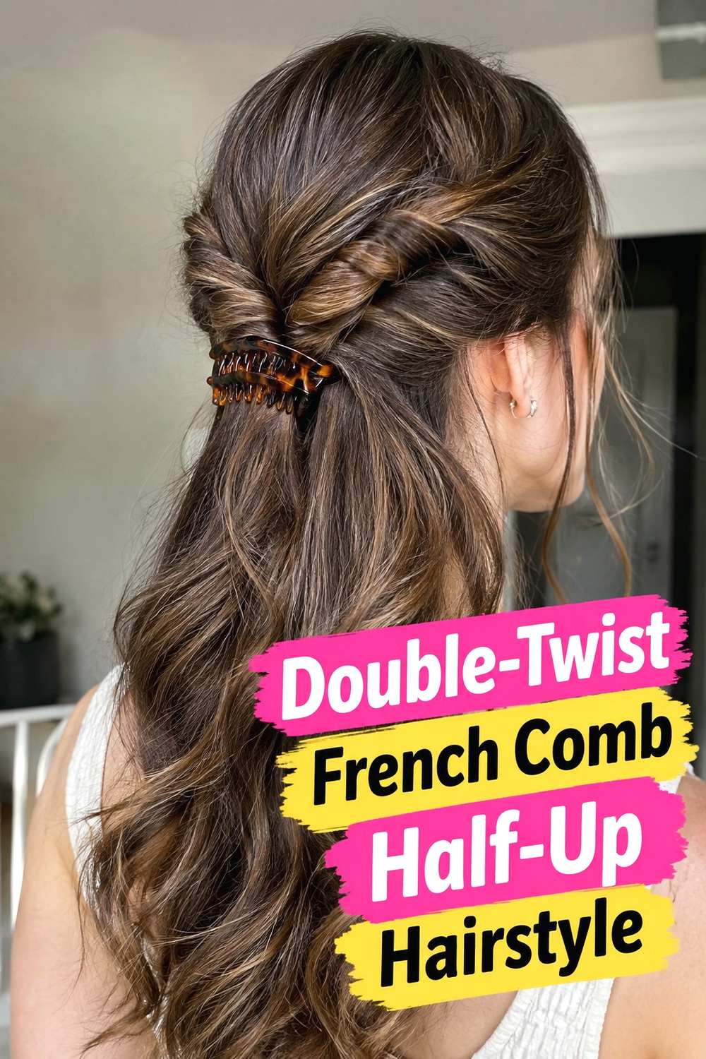 14. Double Twist French Comb Half Up Hairstyle