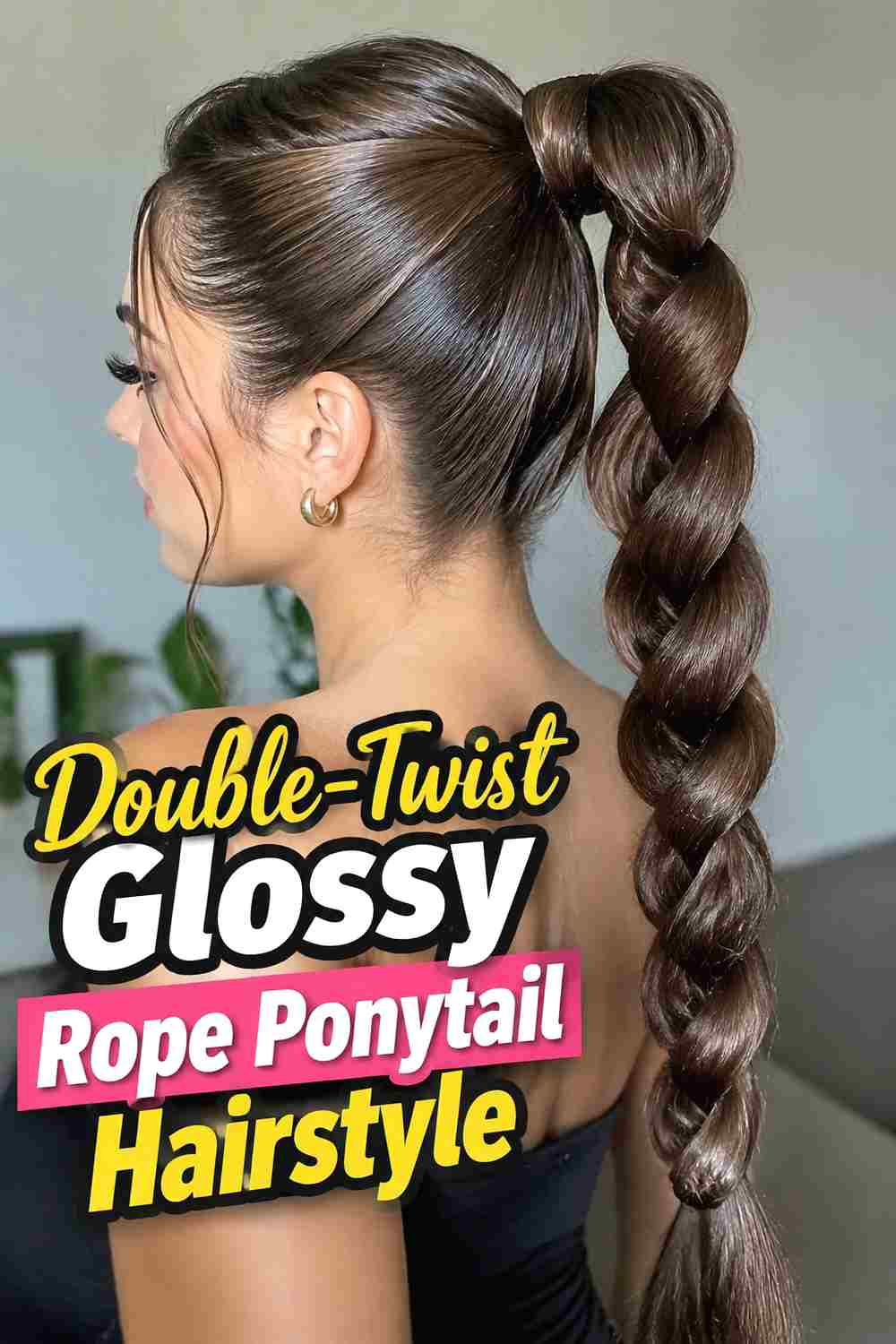 7. Double Twist Glossy Rope Ponytail Hairstyle