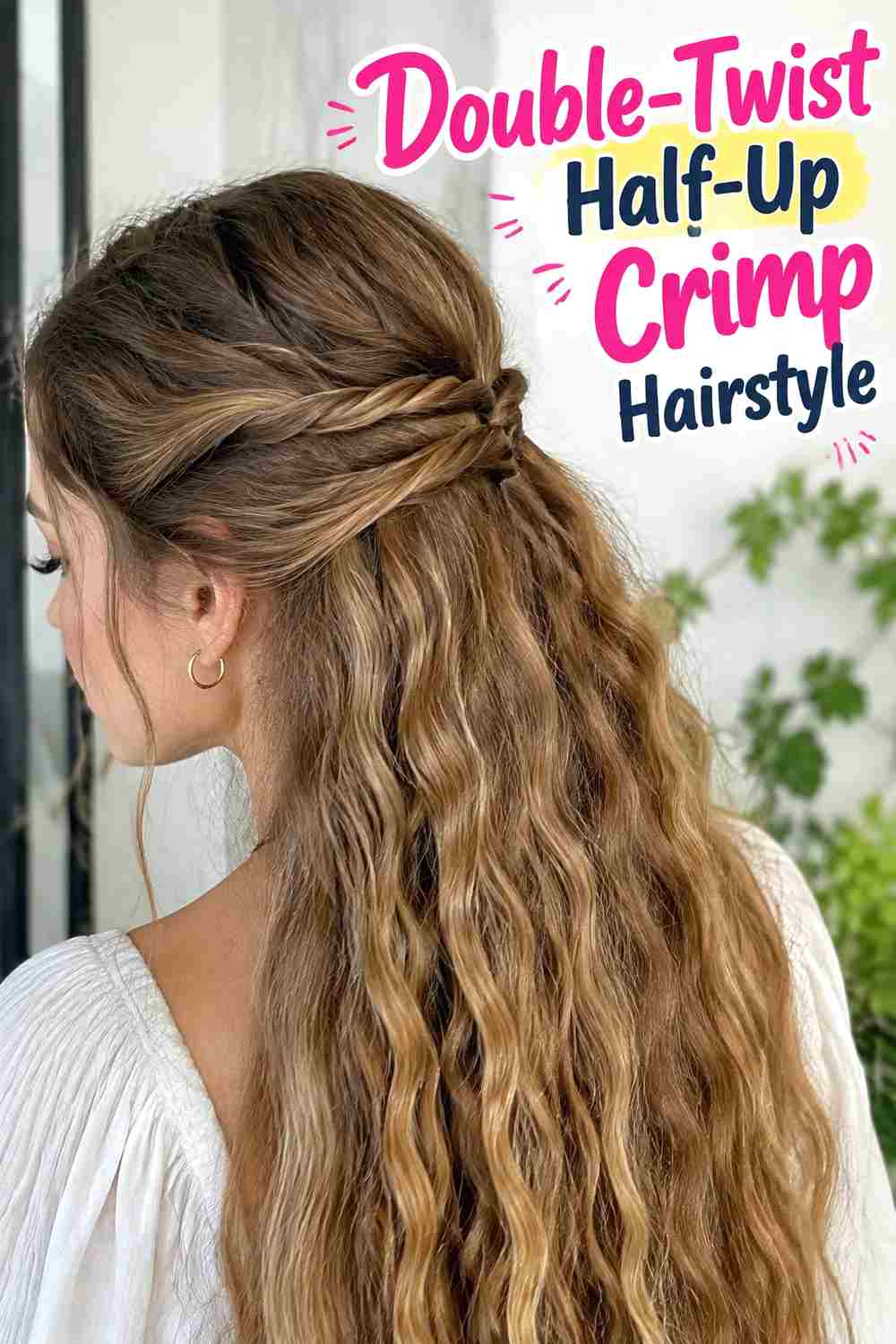 13. Double Twist Half Up Crimp Hairstyle