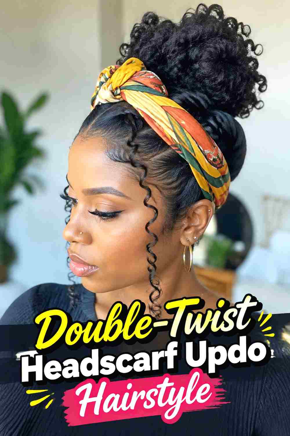 5. Double Twist Headscarf Updo Hairstyle