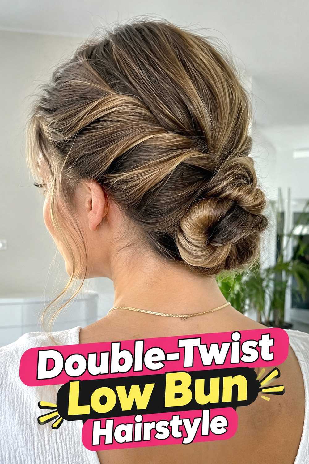 16. Double Twist Low Bun Hairstyle