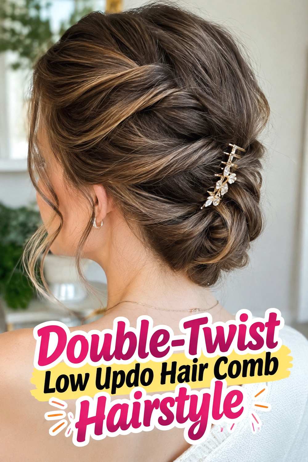 9. Double Twist Low Updo Hair Comb Hairstyle