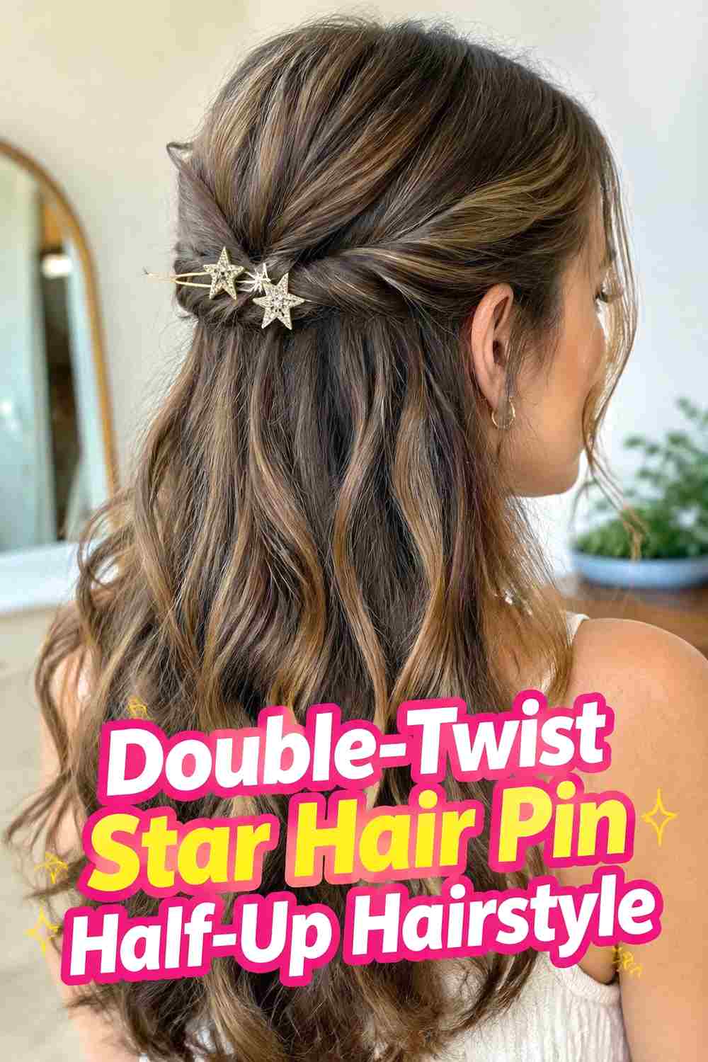 11. Double Twist Star Hair Pin Half Up Hairstyle