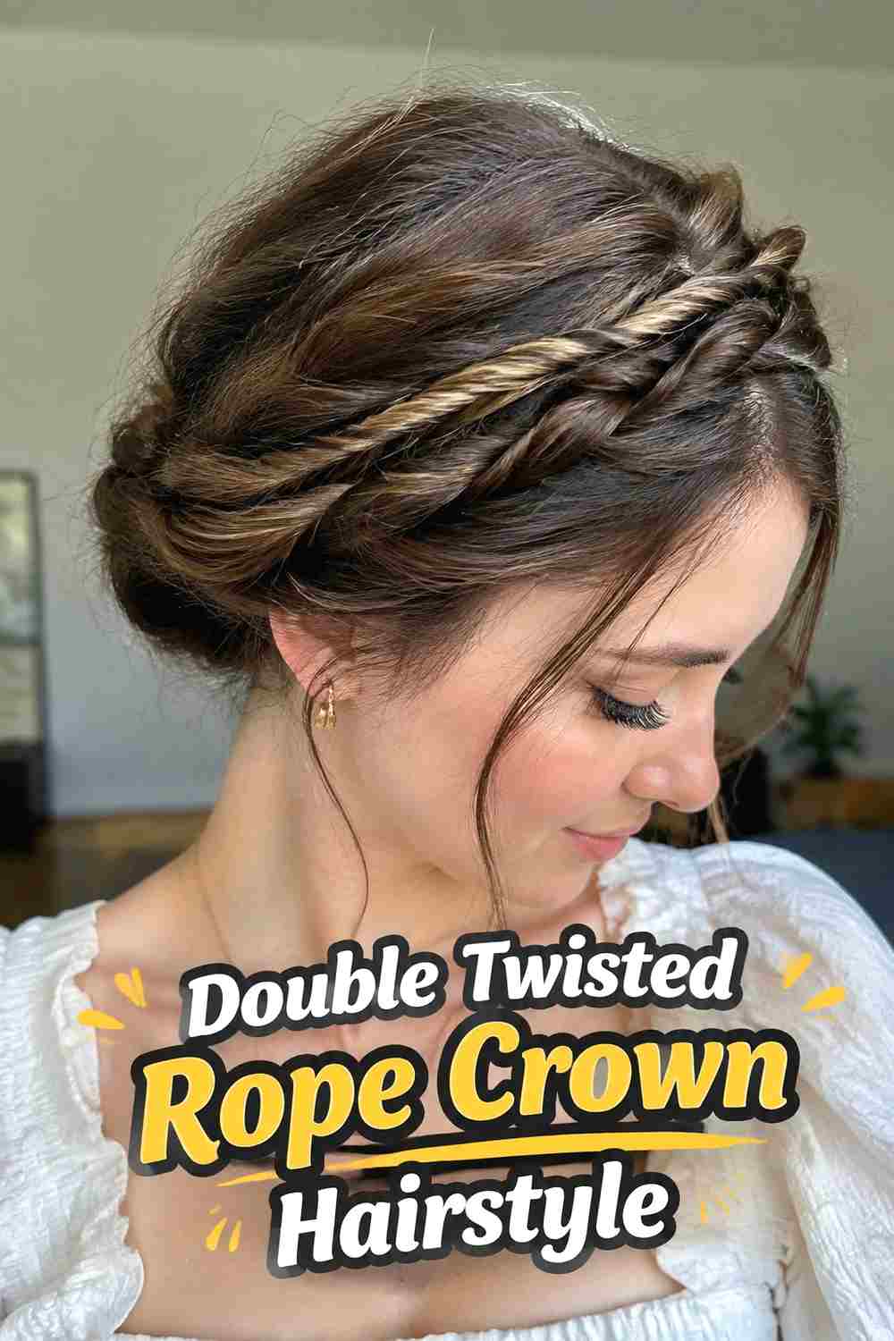 2. Double Twisted Rope Crown Hairstyle