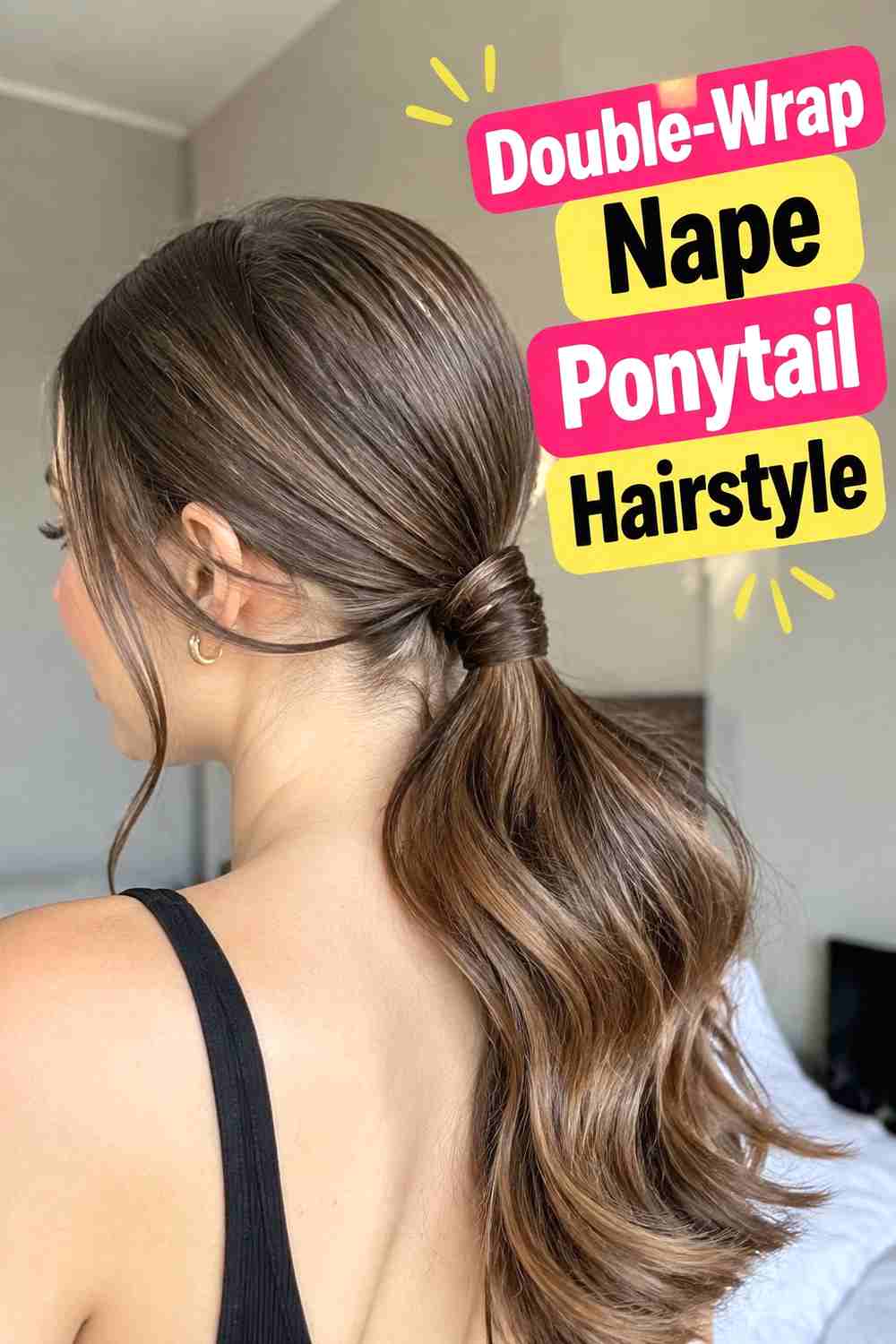 8. Double Wrap Nape Ponytail Hairstyle