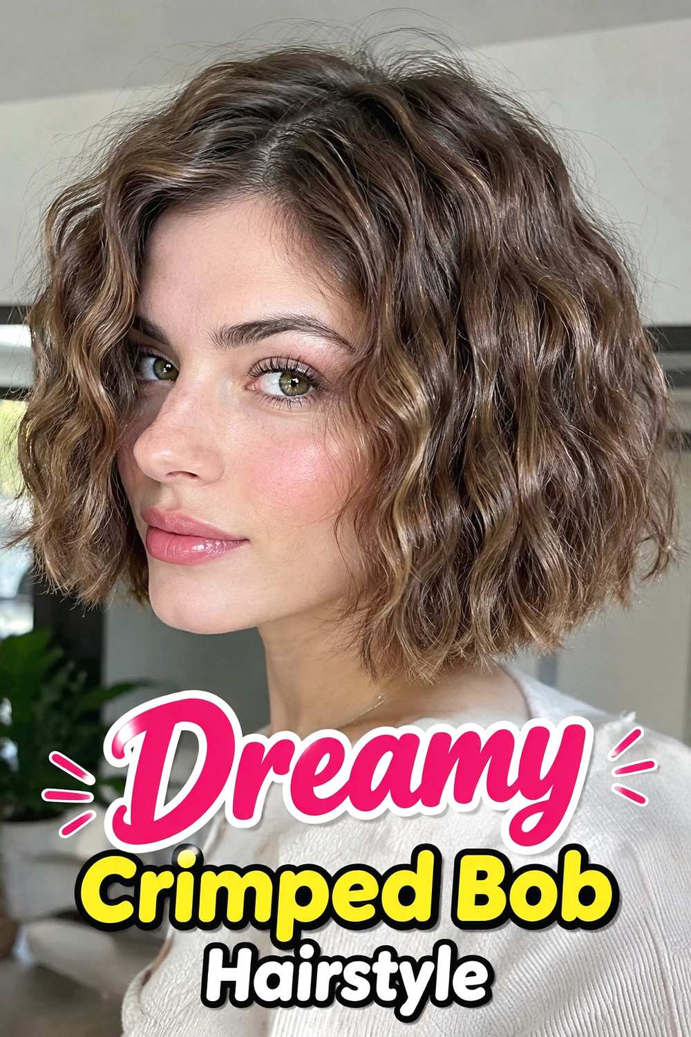 10. Dreamy Crimped Bob Hairstyle