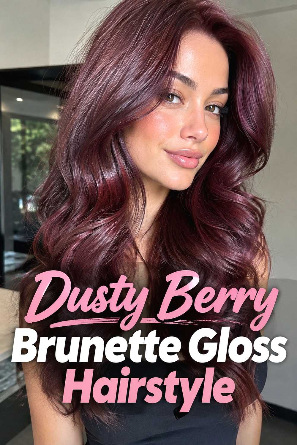 16. Dusty Berry Brunette Gloss Hairstyle