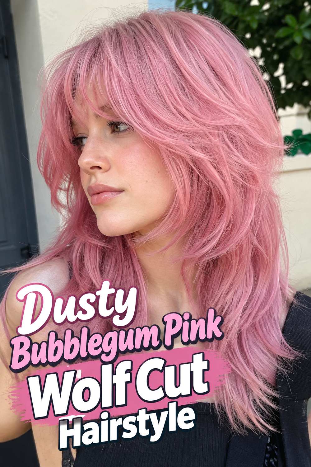 Dusty Bubblegum Pink Wolf Cut Hairstyle
