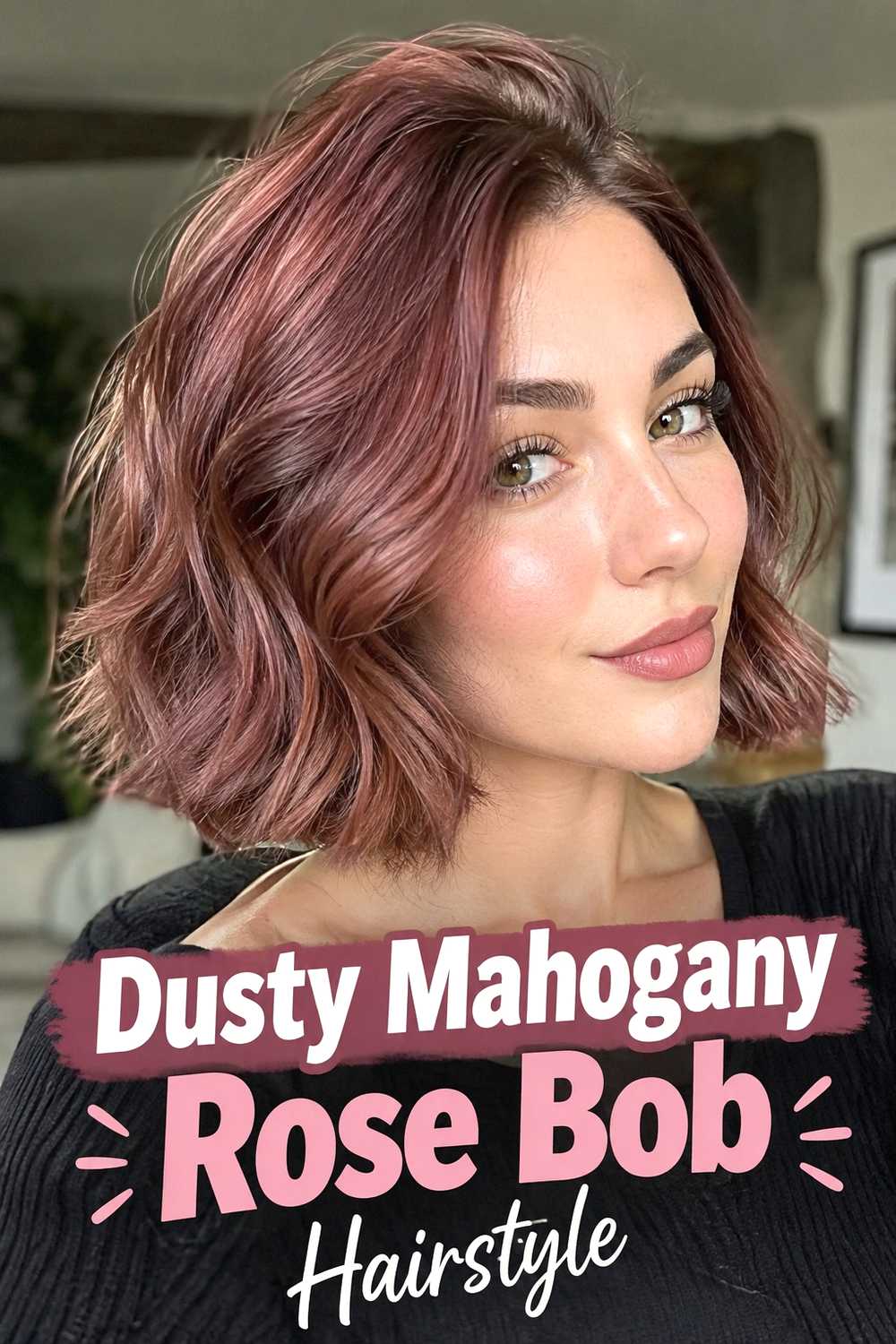 3. Dusty Mahogany Rose Bob Hairstyle