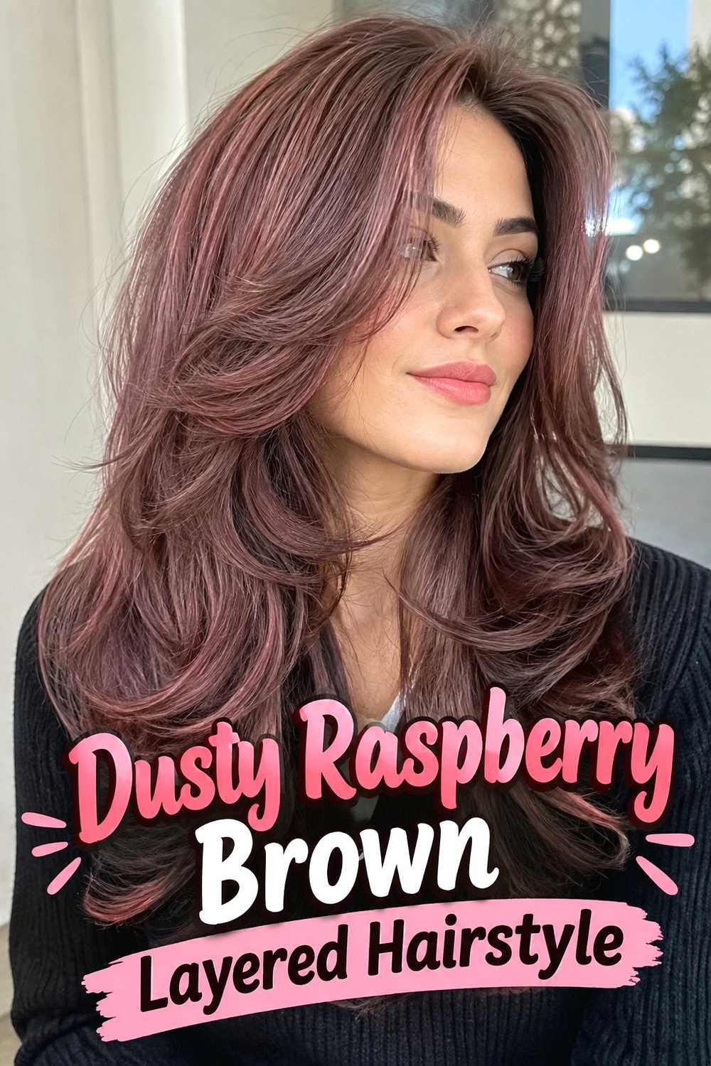 3. Dusty Raspberry Brown Layered Hairstyle