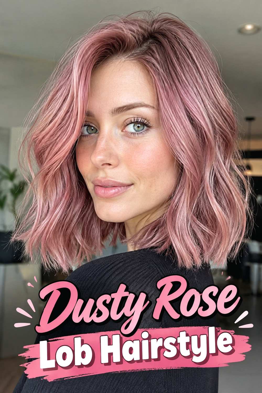 9. Dusty Rose Lob Hairstyle
