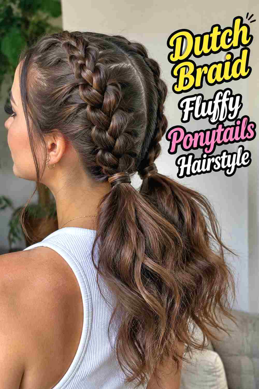 4. Dutch Braid Fluffy Ponytails Hairstyle
