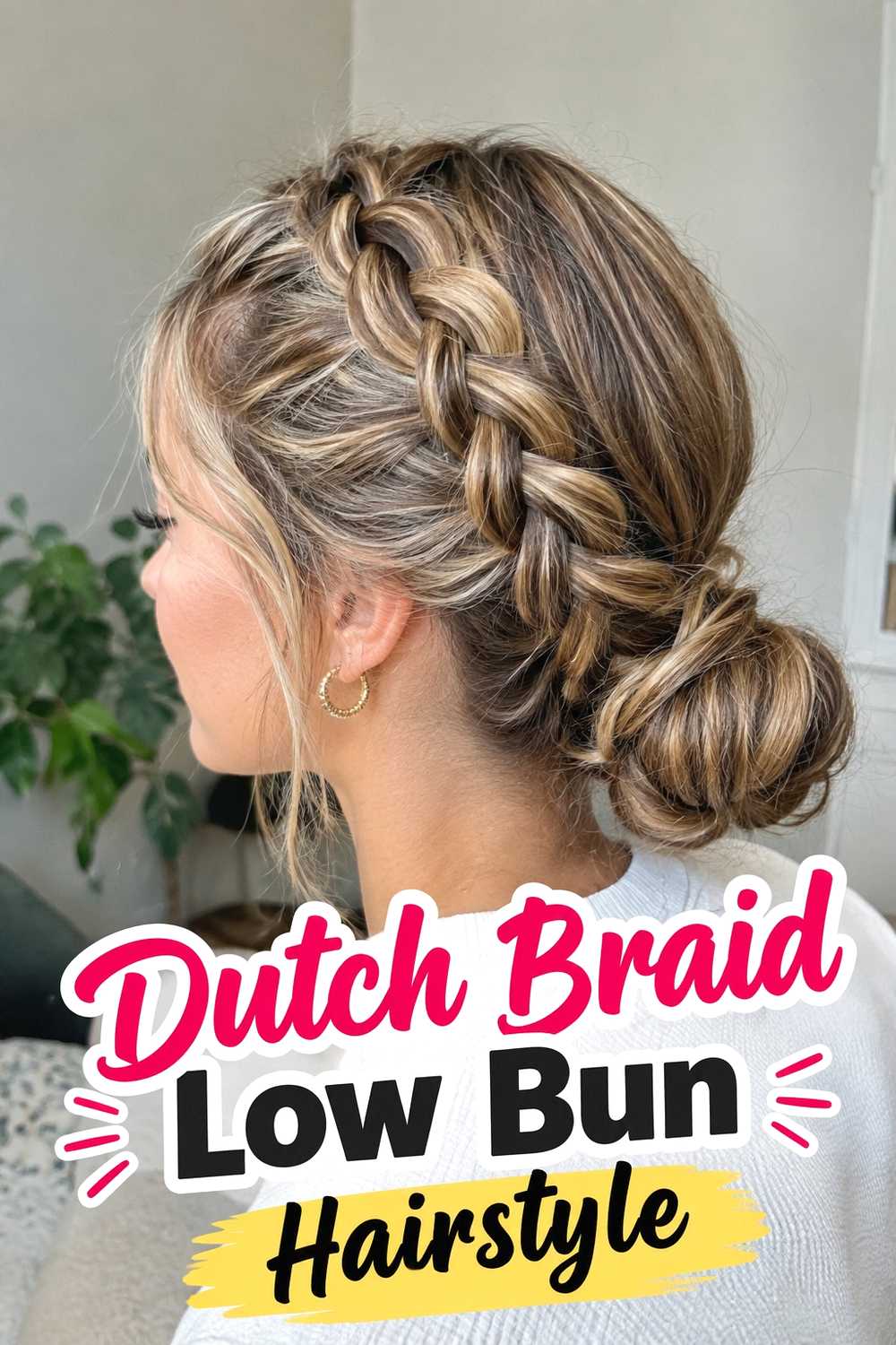 11. Dutch Braid Low Bun Hairstyle