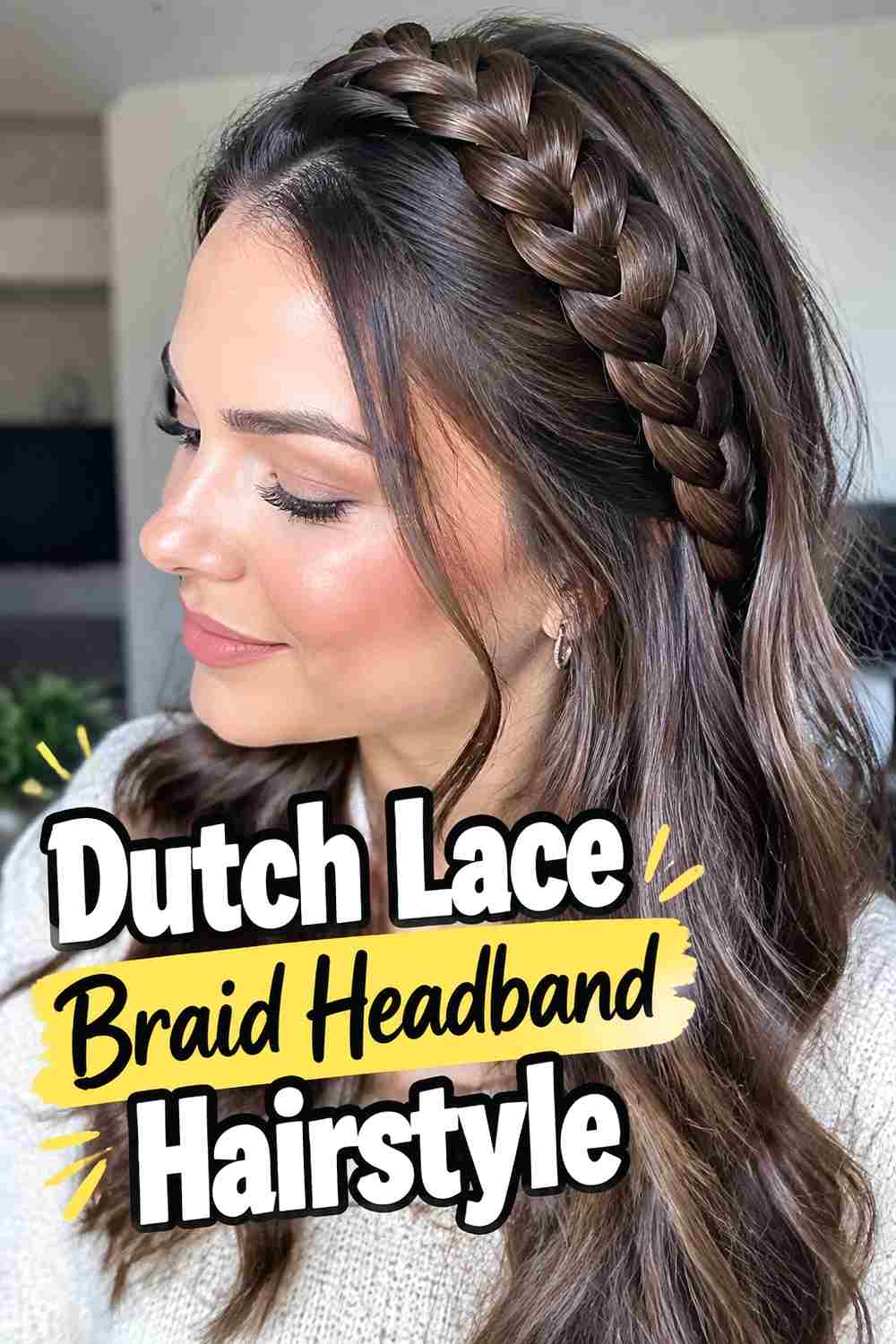 12. Dutch Lace Braid Headband Hairstyle