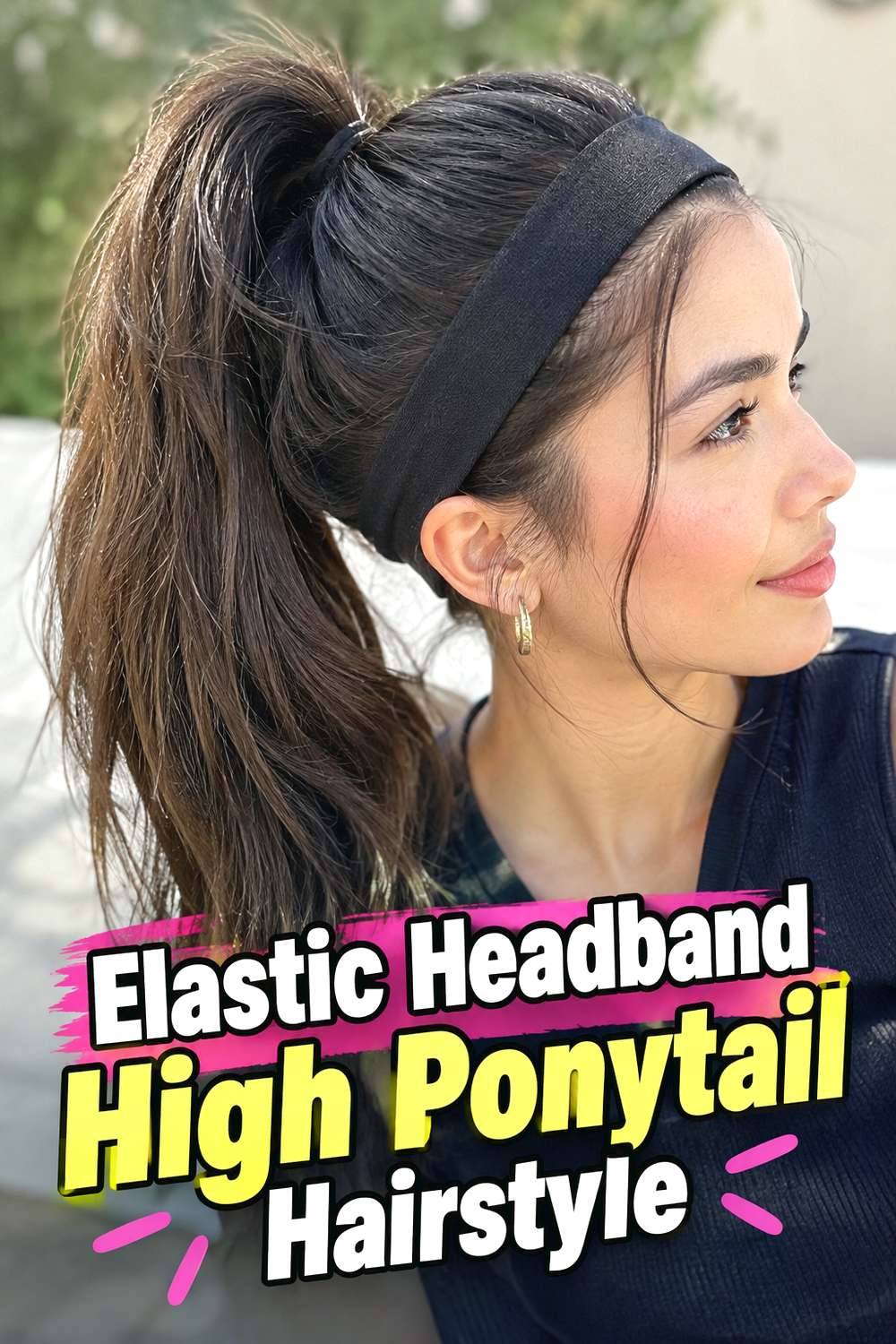 Elastic Headband High Ponytail Hairstyle