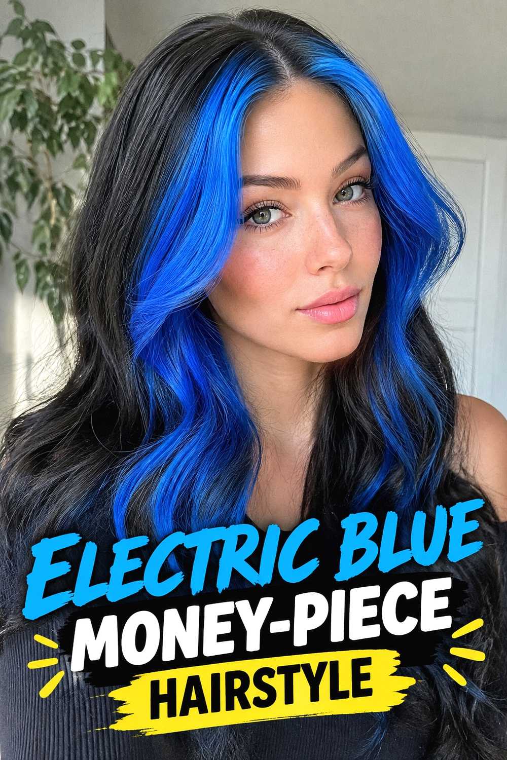 7. Electric Blue Money Piece Hairstyle
