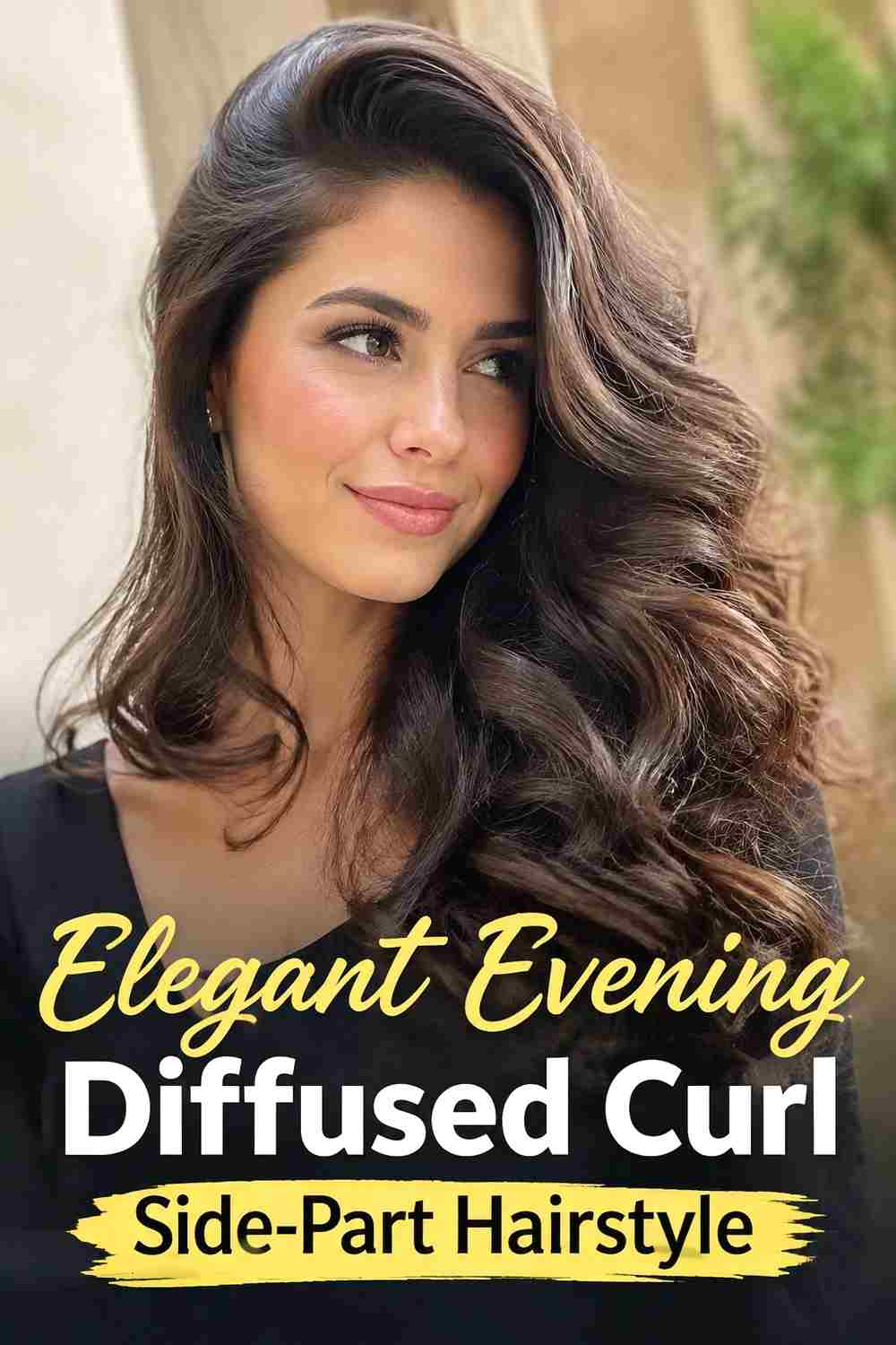16. Elegant Evening Diffused Curl Side Part Hairstyle