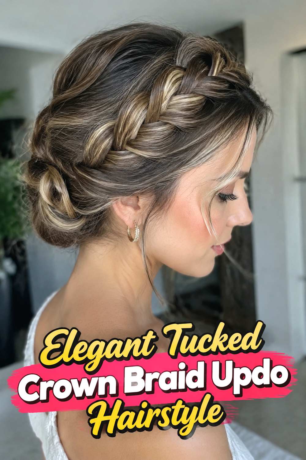 Elegant Tucked Crown Braid Updo Hairstyle