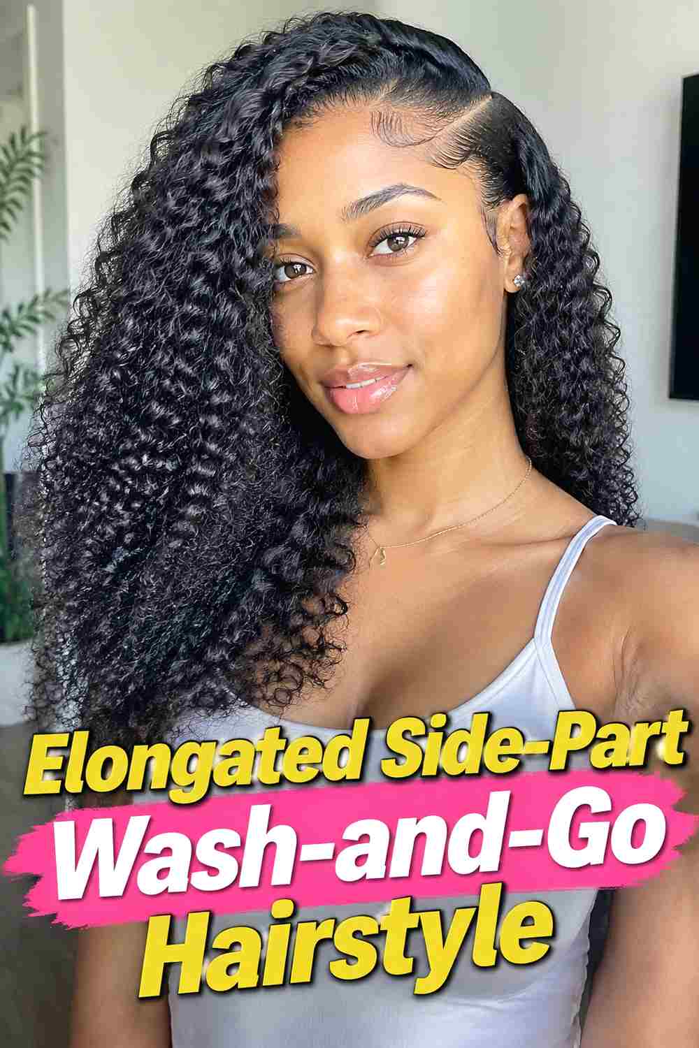 17. Elongated Side Part Wash And Go Hairstyle