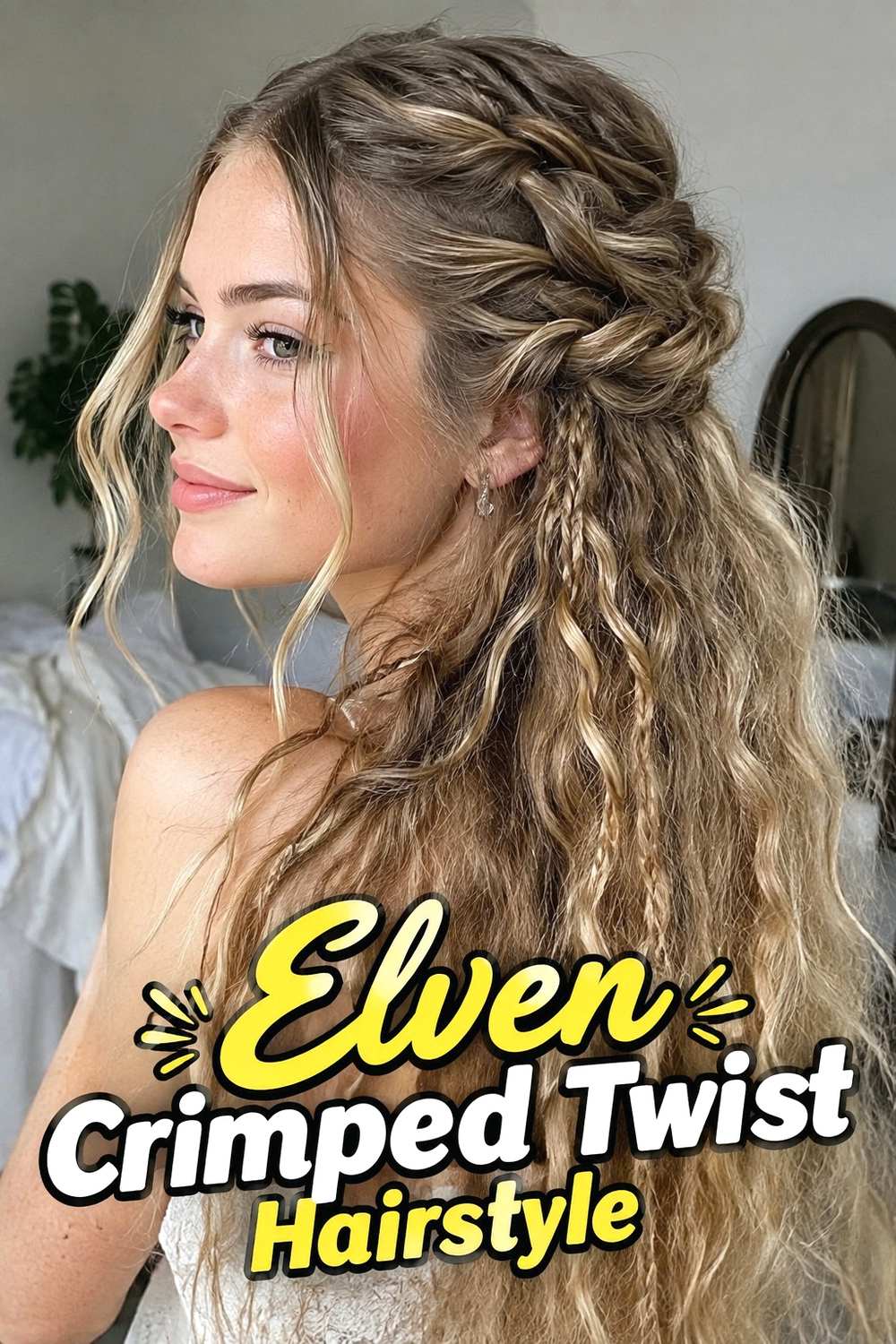 9. Elven Crimped Twist Hairstyle