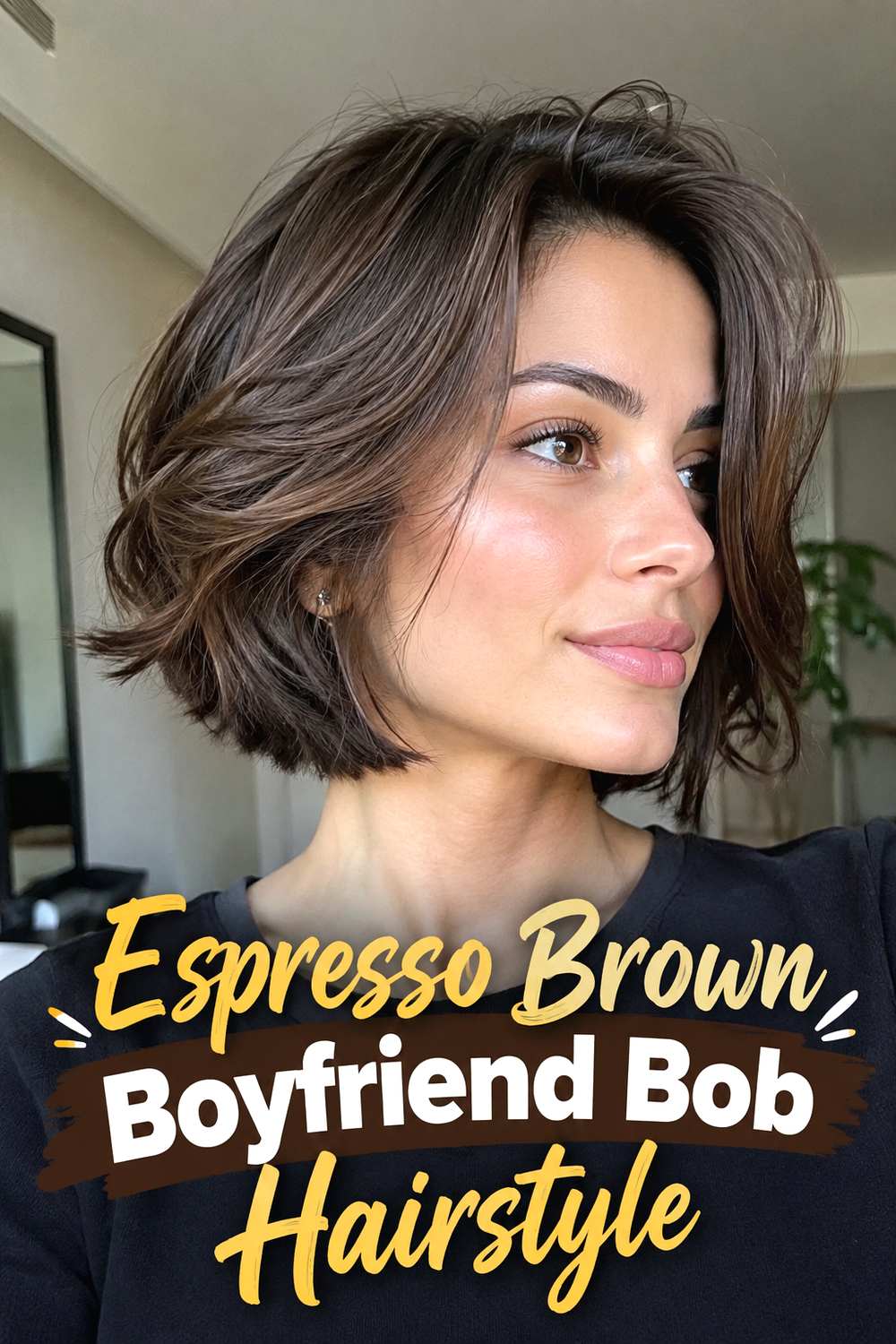 Espresso Brown Boyfriend Bob Hairstyle