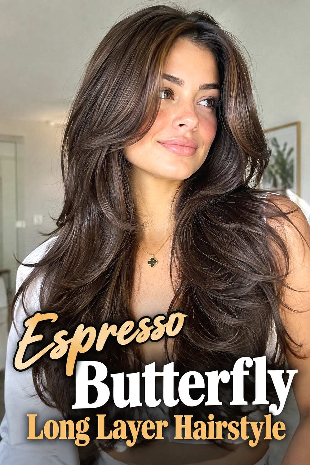 2. Espresso Butterfly Long Layer Hairstyle
