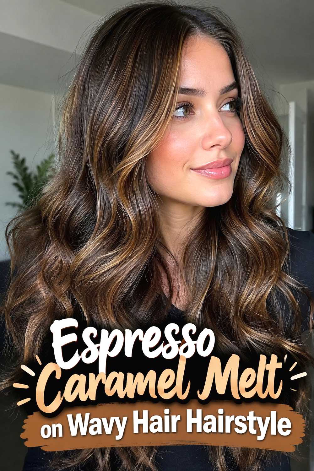 10. Espresso Caramel Melt On Wavy Hair Hairstyle