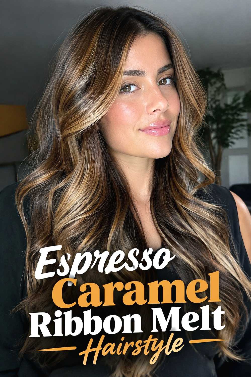 8. Espresso Caramel Ribbon Melt Hairstyle