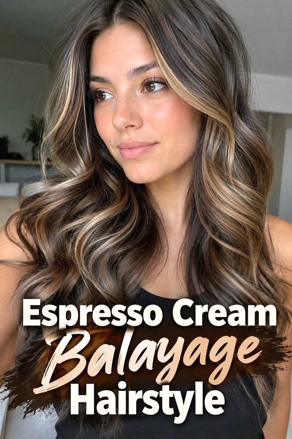 2. Espresso Cream Balayage Hairstyle