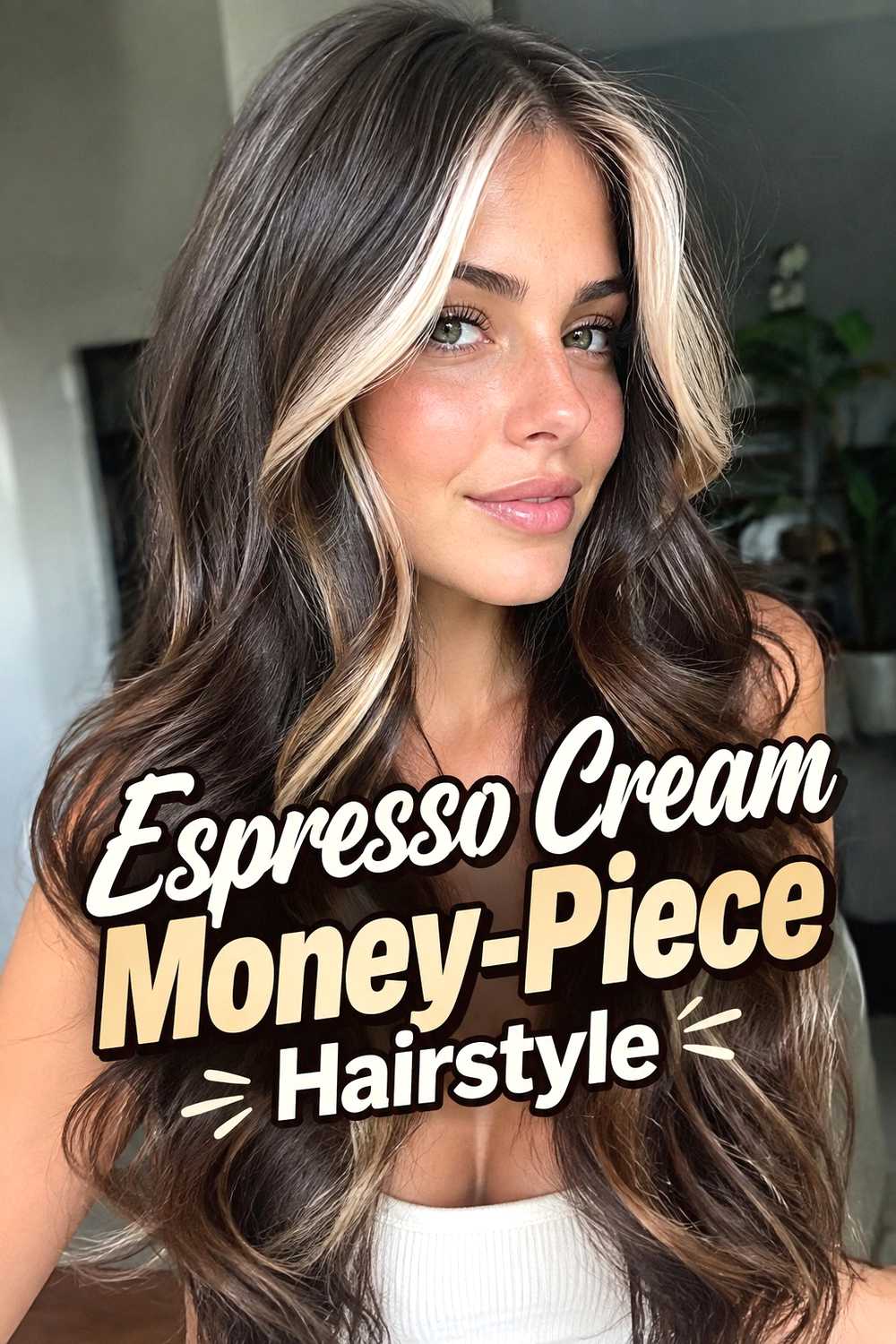 13. Espresso Cream Money Piece Hairstyle
