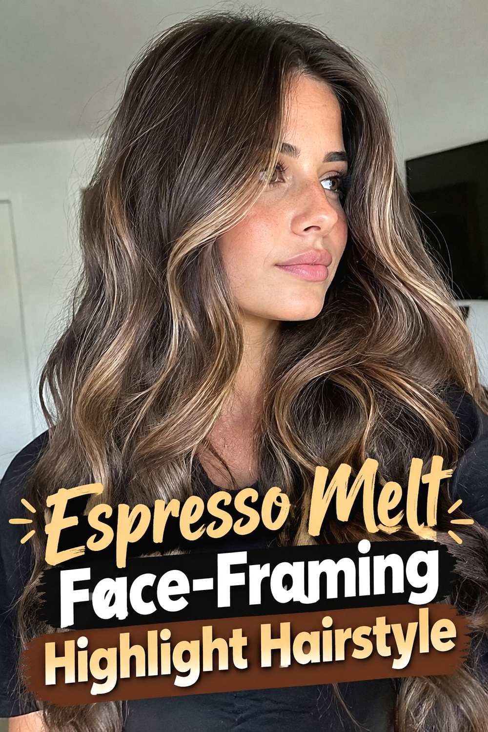 2. Espresso Melt Face Framing Highlight Hairstyle