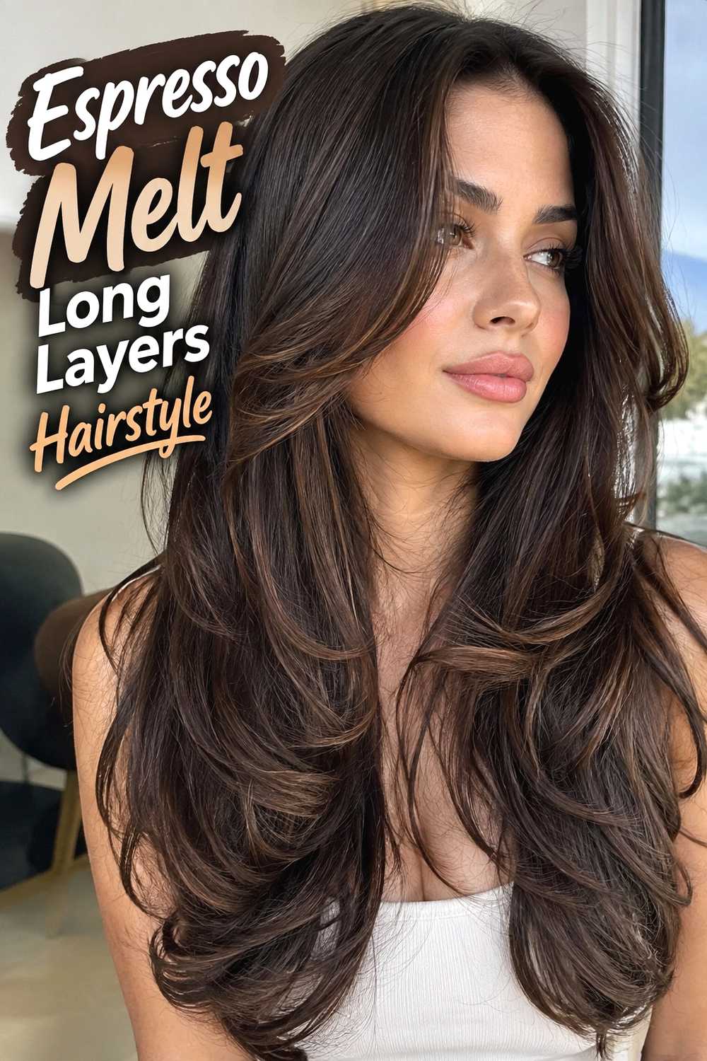16. Espresso Melt Long Layers Hairstyle