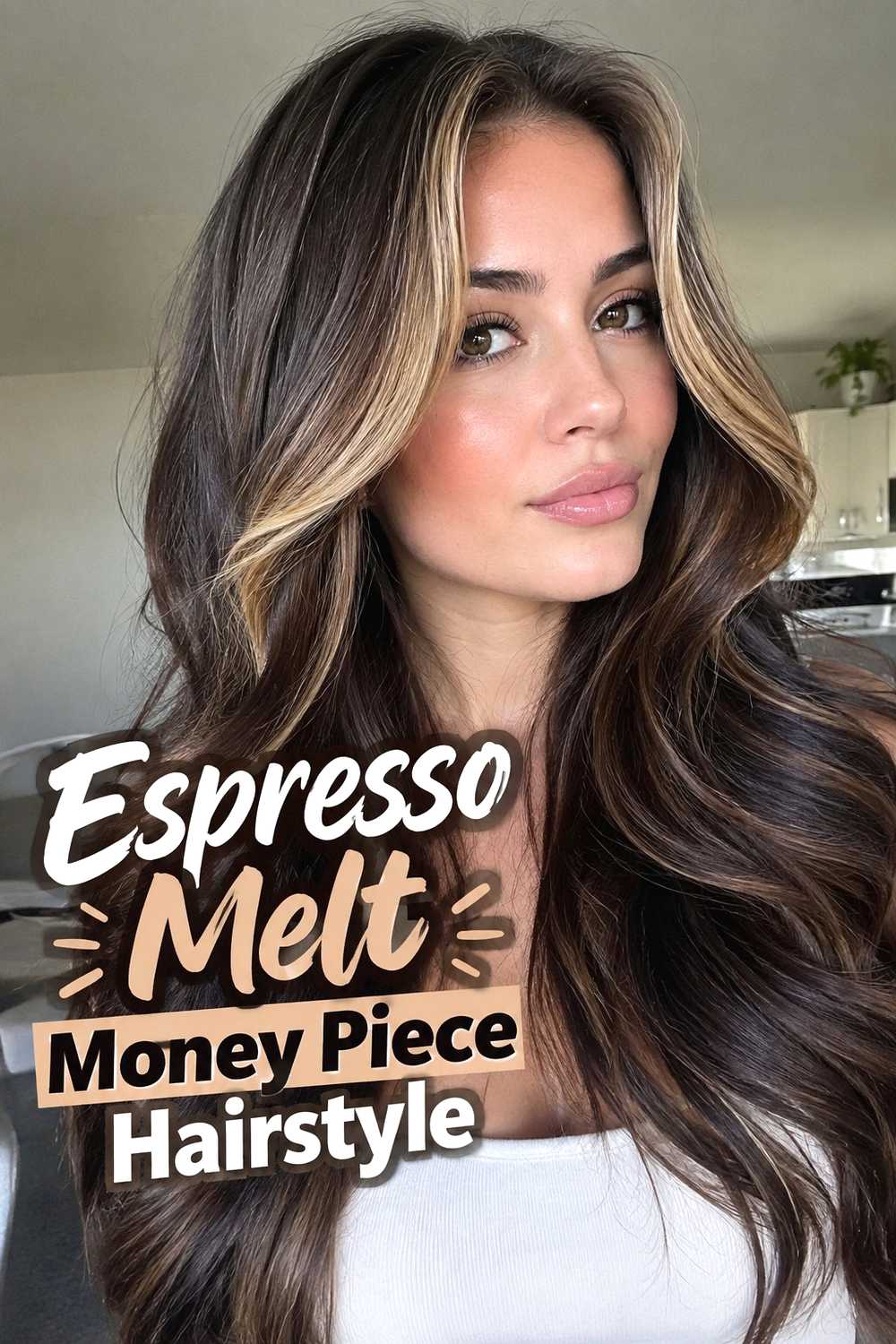 14. Espresso Melt Money Piece Hairstyle