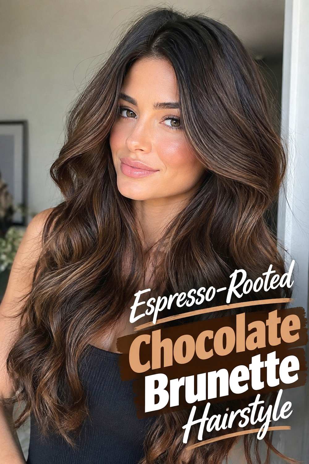 5. Espresso Rooted Chocolate Brunette Hairstyle